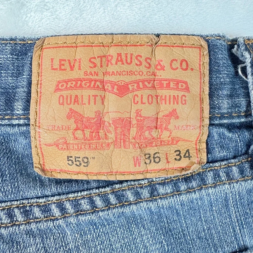 Levi's 559 Relaxed Straight Mens 36x34 Blue Good Medium‎ Wash Denim Jeans